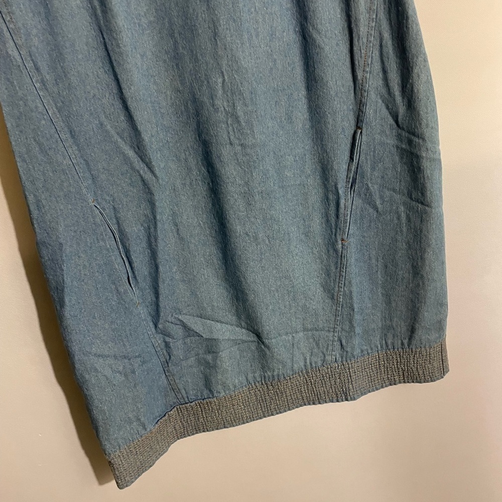 Anthropologie Holding Horses Blue Chambray Denim Shift Dress Sz M Braided Neck - Picture 3 of 7